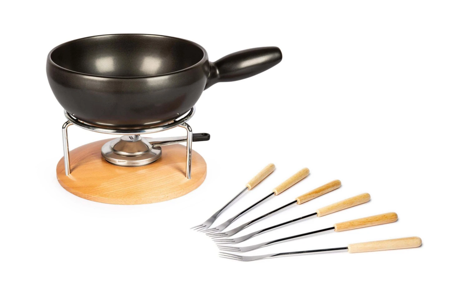 Stöckli Käsefondue-Set Säntis 9 Teile, Hellbraun/Schwarz - Fondue Set 3 Stöckli Käsefondue-Set Säntis 9 Teile, Hellbraun/Schwarz - Fondue Set