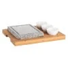 Maeser Grillstein-Set Inkl. 3 Dipschalen Und Bambus Holzplatte - Zubehör Raclette Und Fondue