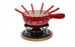 Rotel Käsefondue-Set F0510 9 Teile, Rot/Weiss - Fondue Set