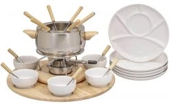 Kadastar Fleischfondue-Set Claudia 28 Teile, Braun/Edelstahl/Weiss - Fondue Set