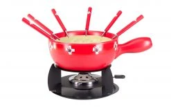 Nouvel Käsefondue-Set Schwiiz 9 Teile, Rot - Fondue Set