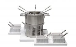 Nouvel Fleischfondue-Set Stripes 24 Teile, Silber/Weiss - Fondue Set