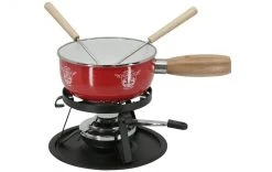 Nouvel Käsefondue-Set Hirsch-Paar 5 Teile, Rot/Weiss - Fondue Set