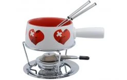 Kadastar Käsefondue-Set Small Swiss Love 5 Teile, Rot/Weiss - Fondue Set